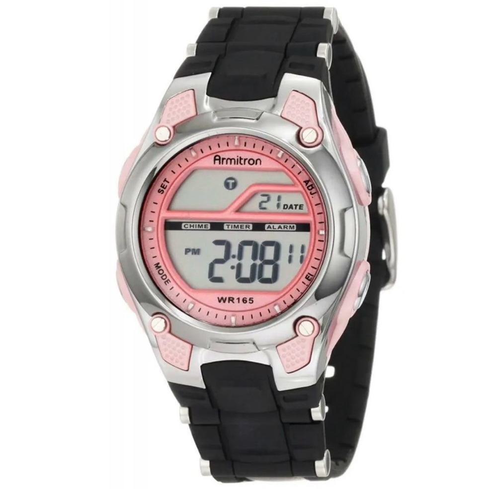 Armitron Black/Pink Sport 45/6984 Digital Chronograph Resin Strap Watch